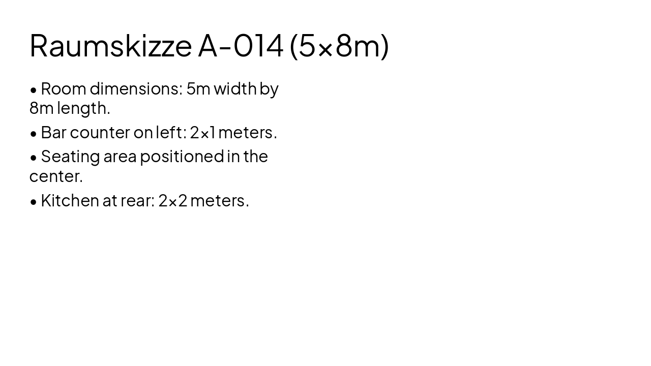 Slide 9 - Raumskizze A-014 (5x8m)
