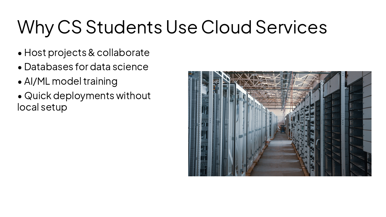 Slide 4 - Why CS Students Use Cloud Services