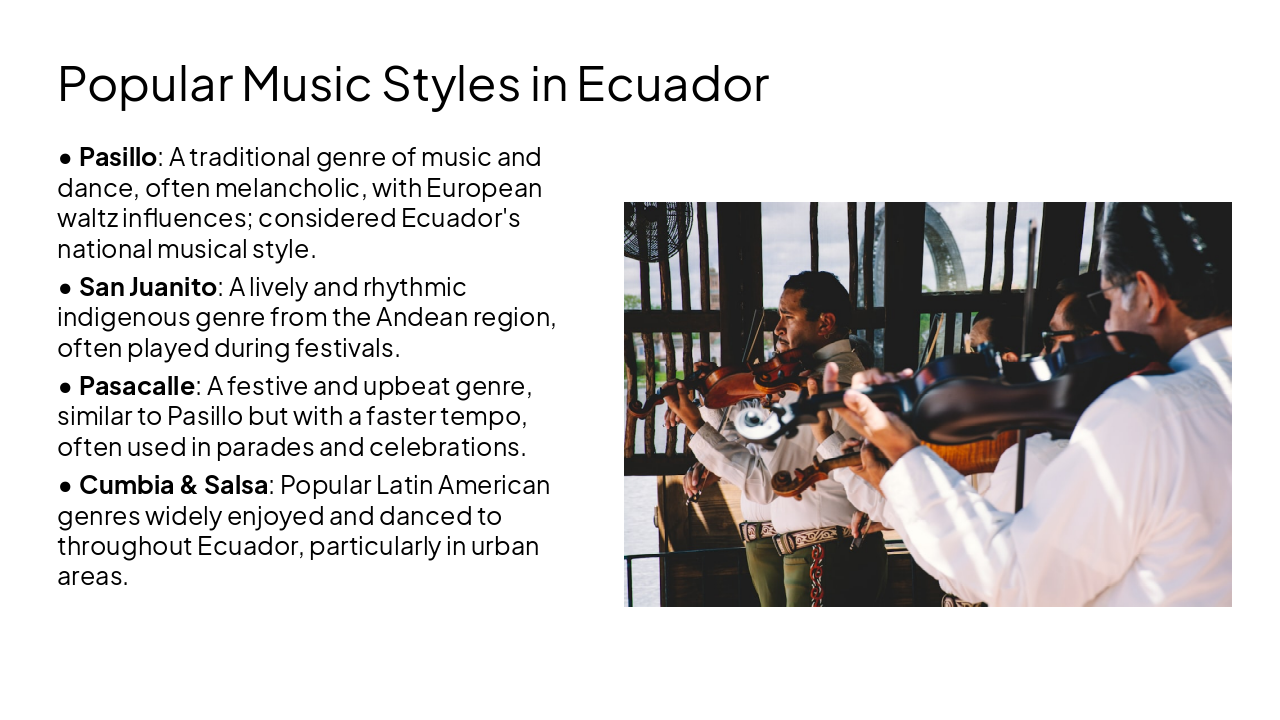 Slide 18 - Popular Music Styles in Ecuador