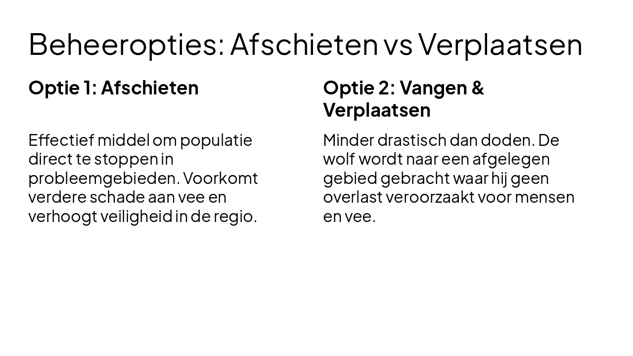 Slide 5 - Beheeropties: Afschieten vs Verplaatsen