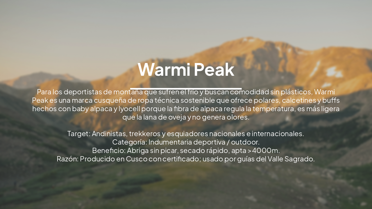 Slide 1 - Warmi Peak