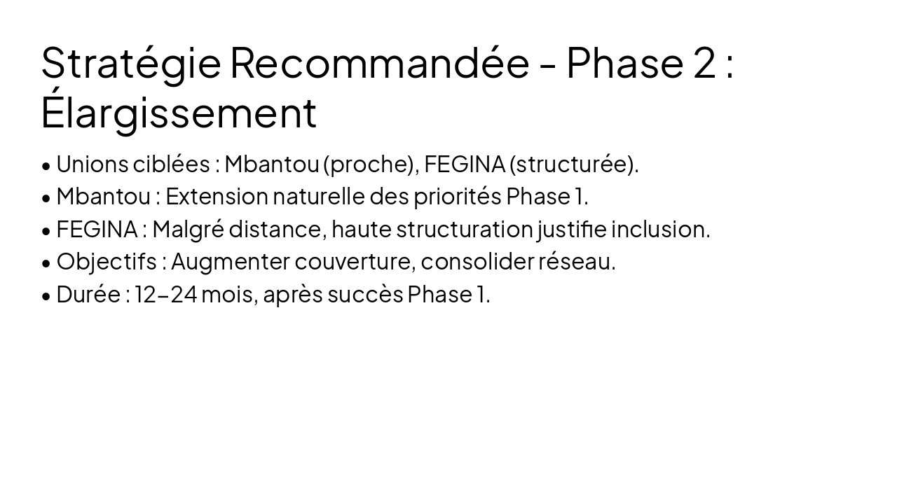 Slide 11 - Stratégie Recommandée - Phase 2 : Élargissement
