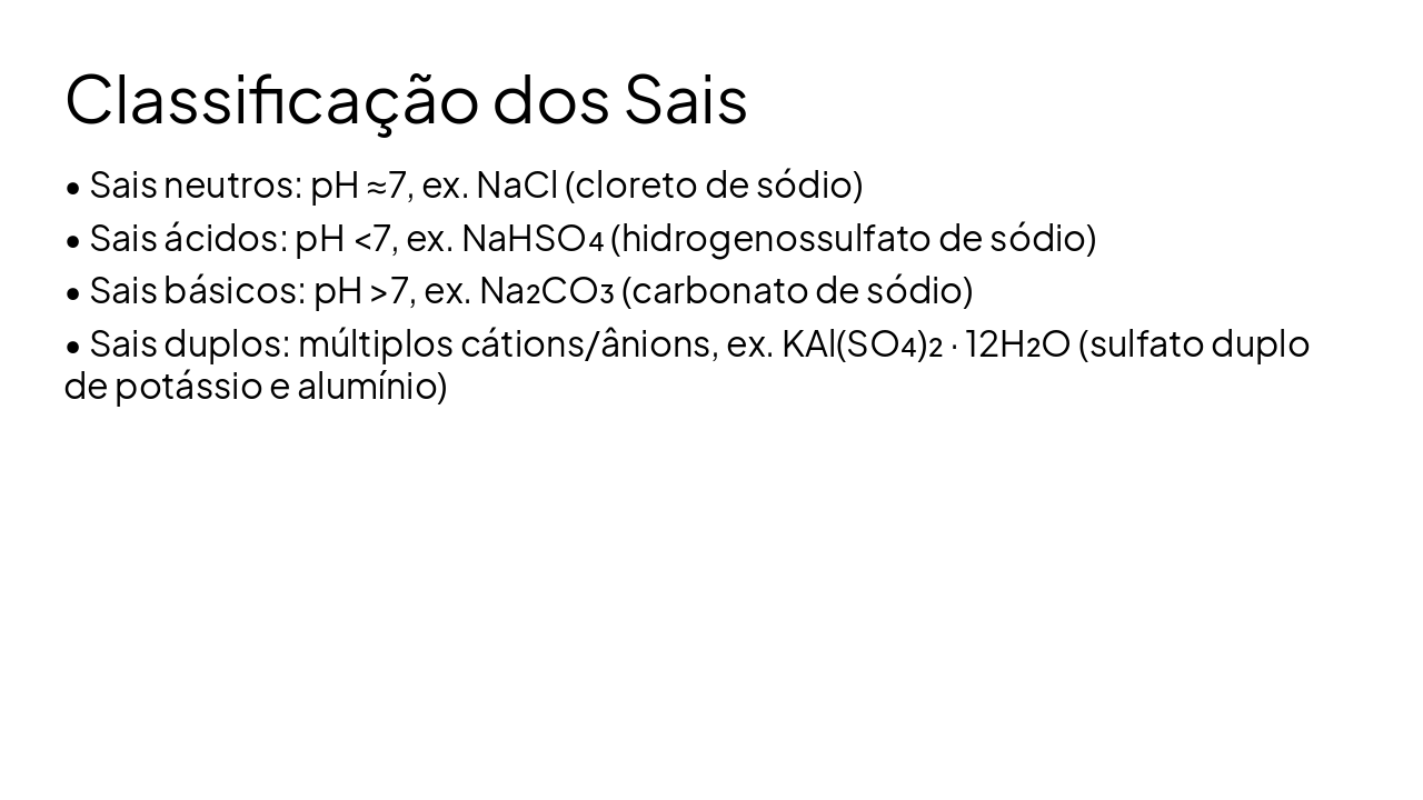 Slide 7 - Classificação dos Sais