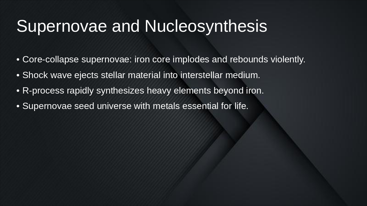 Slide 21 - Supernovae and Nucleosynthesis