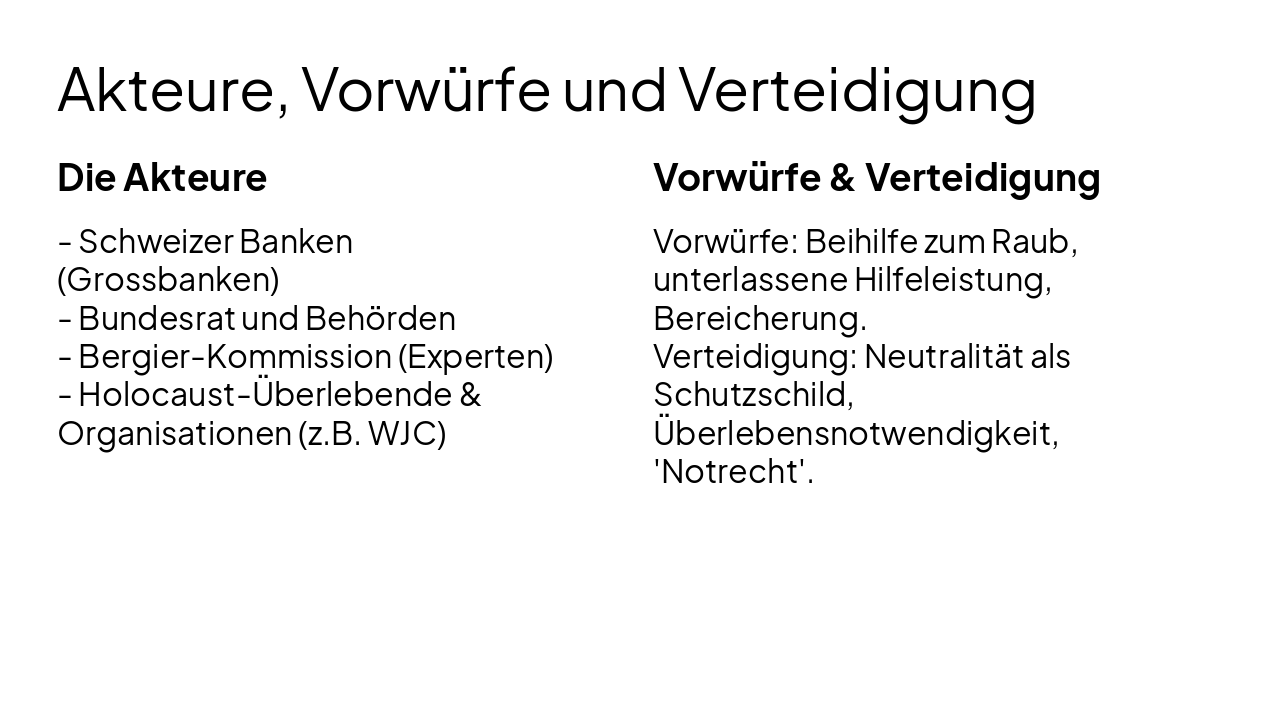 Slide 3 - Akteure, Vorwürfe und Verteidigung