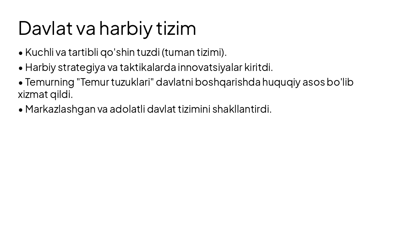 Slide 4 - Davlat va harbiy tizim