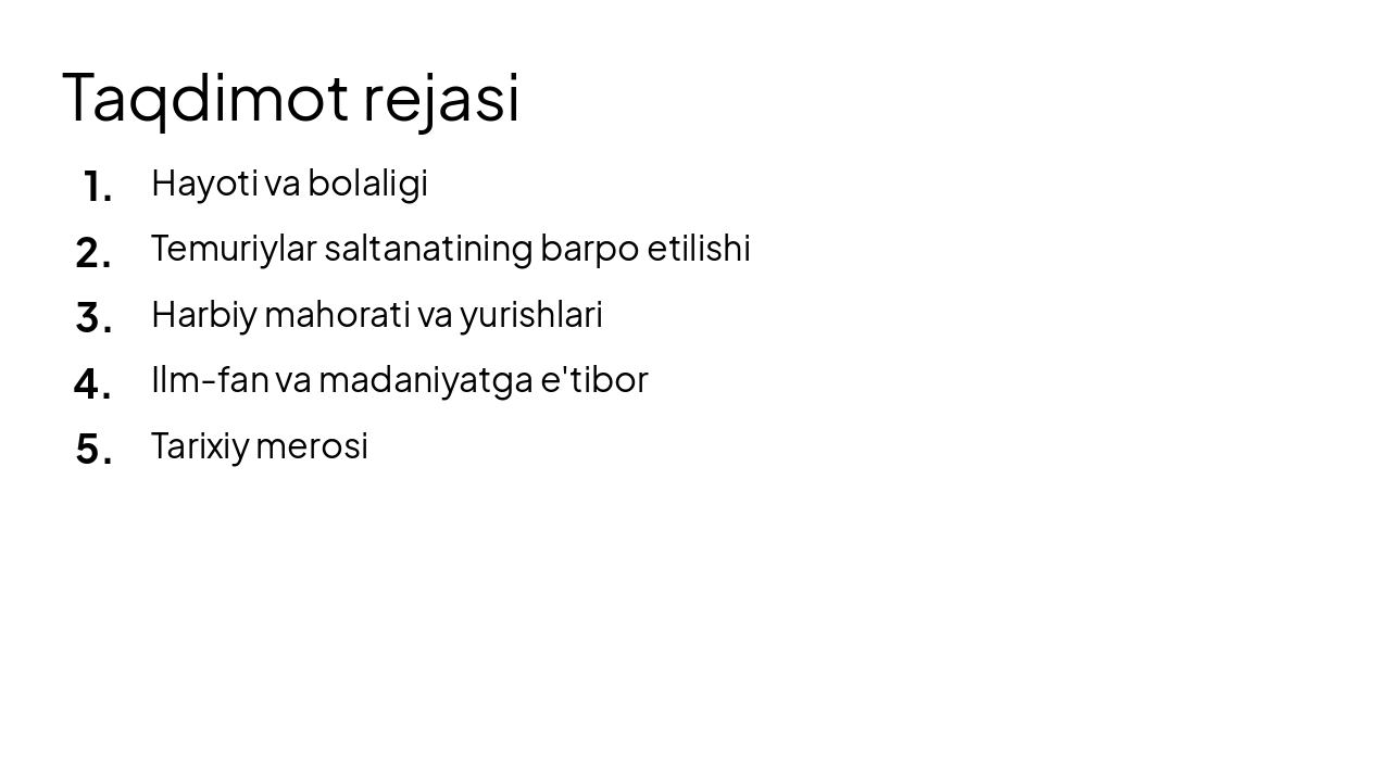 Slide 2 - Taqdimot rejasi