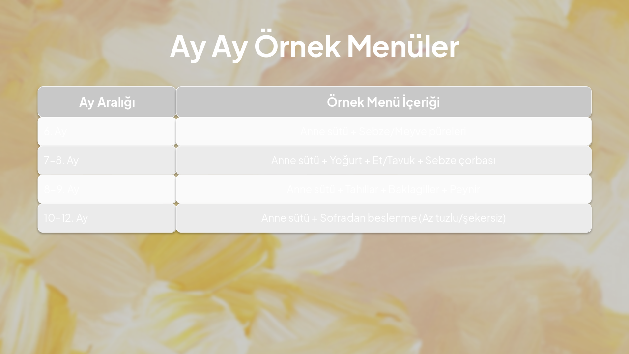 Slide 12 - Ay Ay Örnek Menüler