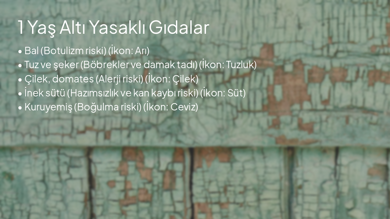 Slide 11 - 1 Yaş Altı Yasaklı Gıdalar