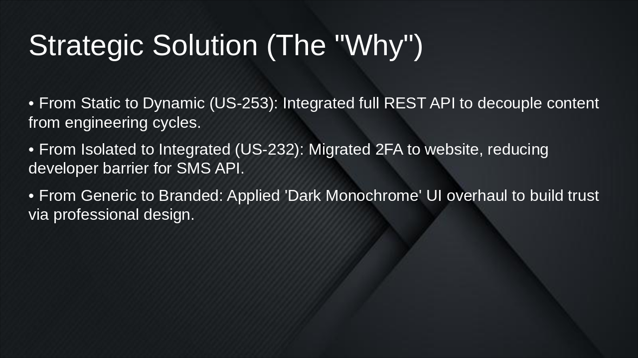 Slide 3 - Strategic Solution (The "Why")
