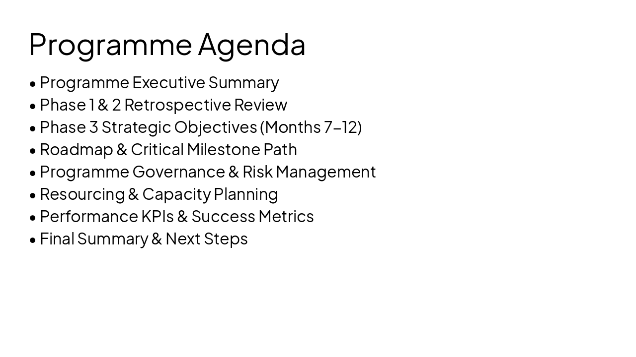 Slide 2 - Programme Agenda