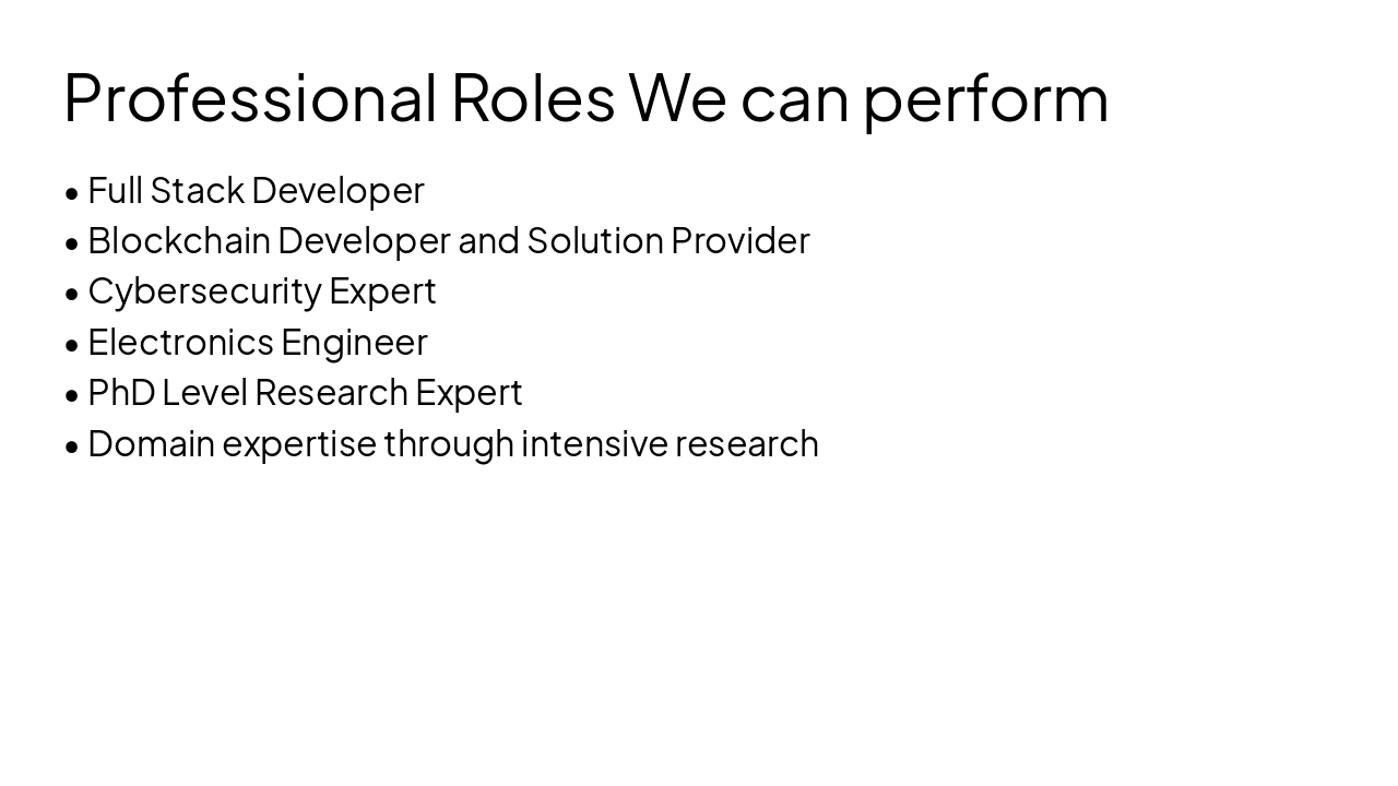 Slide 3 - Professional Roles We can perform
