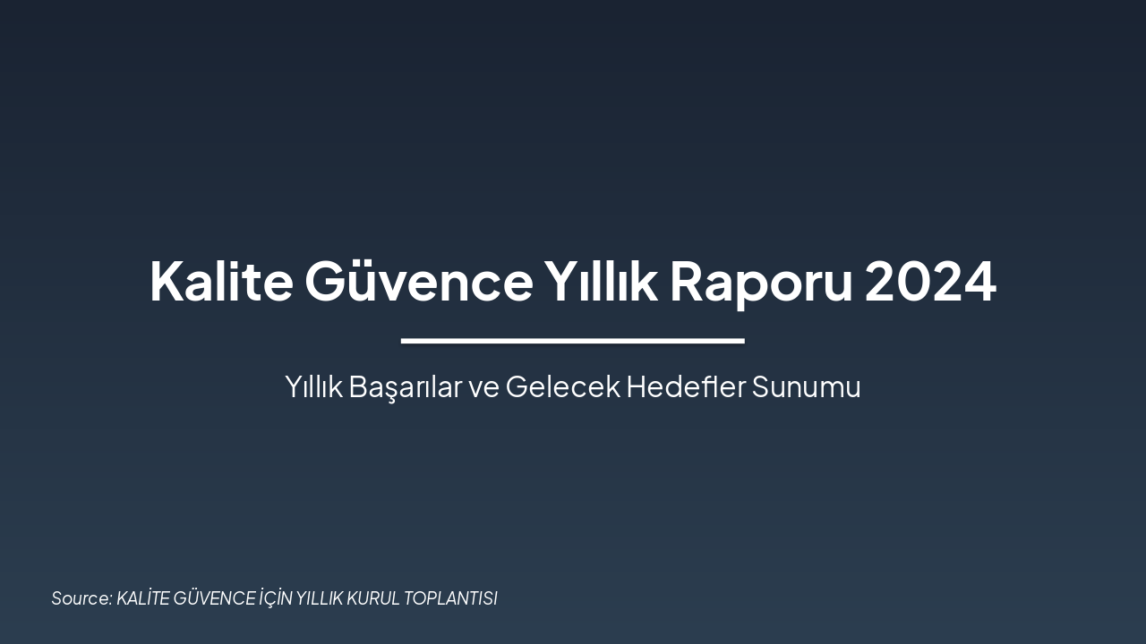 Kalite Güvence 2024 Yıllık Raporu