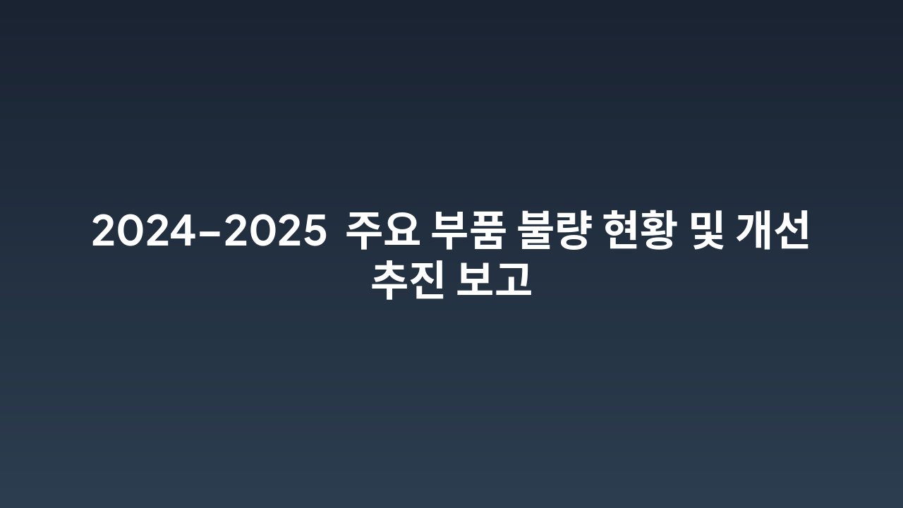Slide 1 - 2024–2025 주요 부품 불량 현황 및 개선 추진 보고