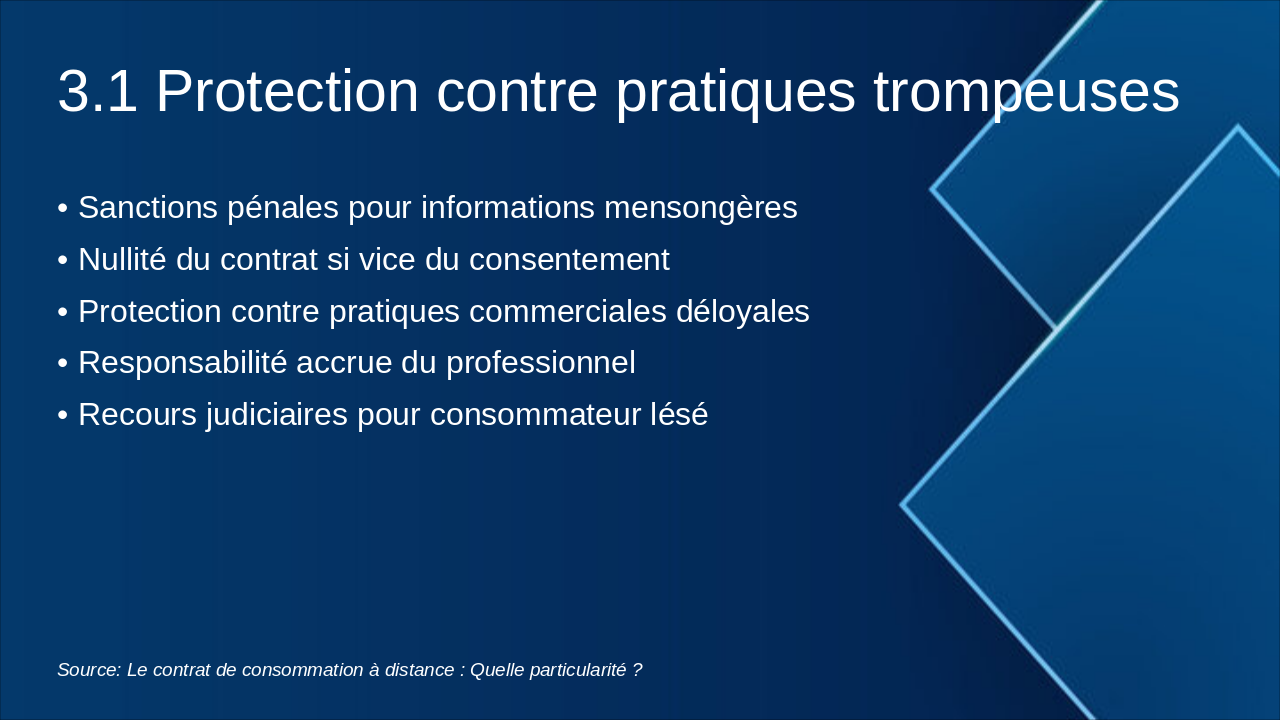 Slide 13 - 3.1 Protection contre pratiques trompeuses