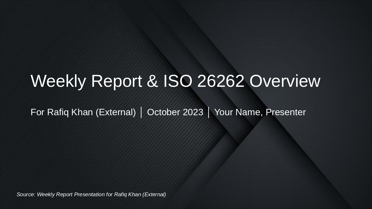 Weekly Report & ISO 26262 Overview (34 chars)
