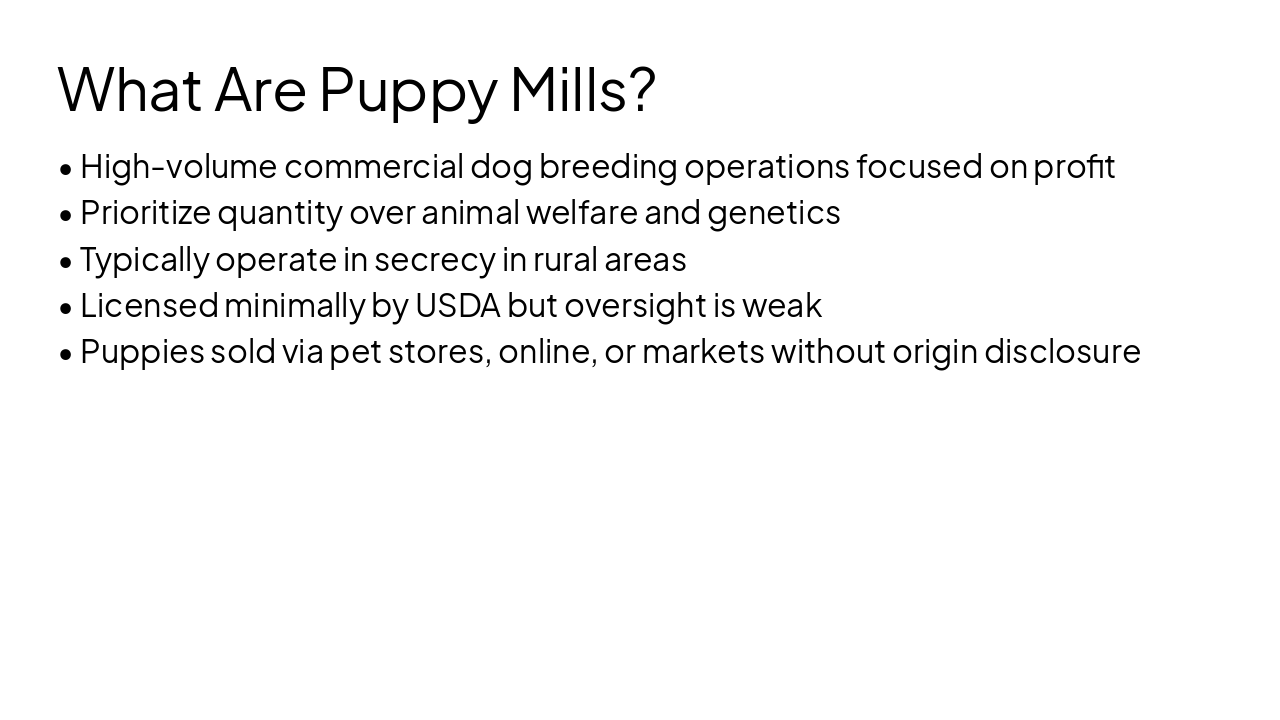 Slide 3 - What Are Puppy Mills?