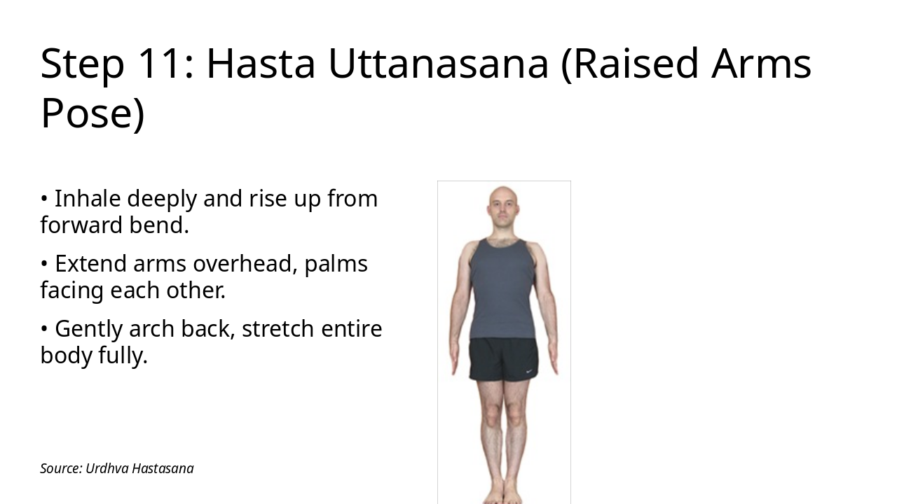 Slide 13 - Step 11: Hasta Uttanasana (Raised Arms Pose)