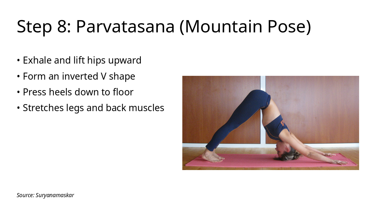 Slide 10 - Step 8: Parvatasana (Mountain Pose)