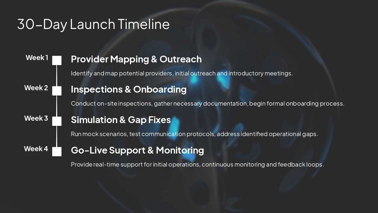 Slide 3 - 30-Day Launch Timeline