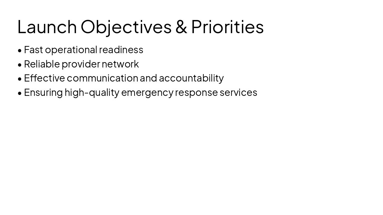 Slide 2 - Launch Objectives & Priorities