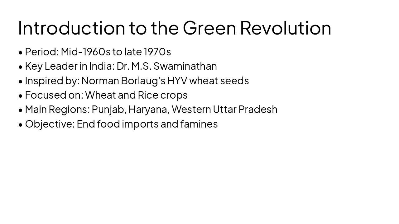 Slide 2 - Introduction to the Green Revolution
