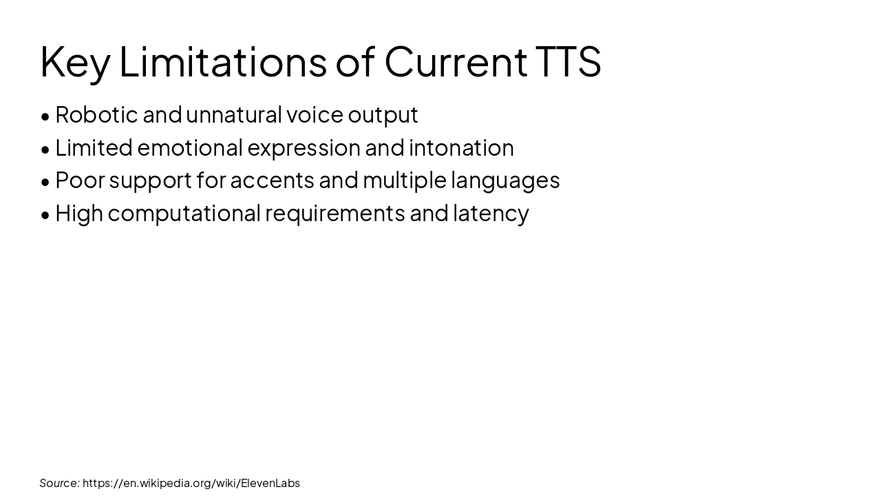Slide 4 - Key Limitations of Current TTS
