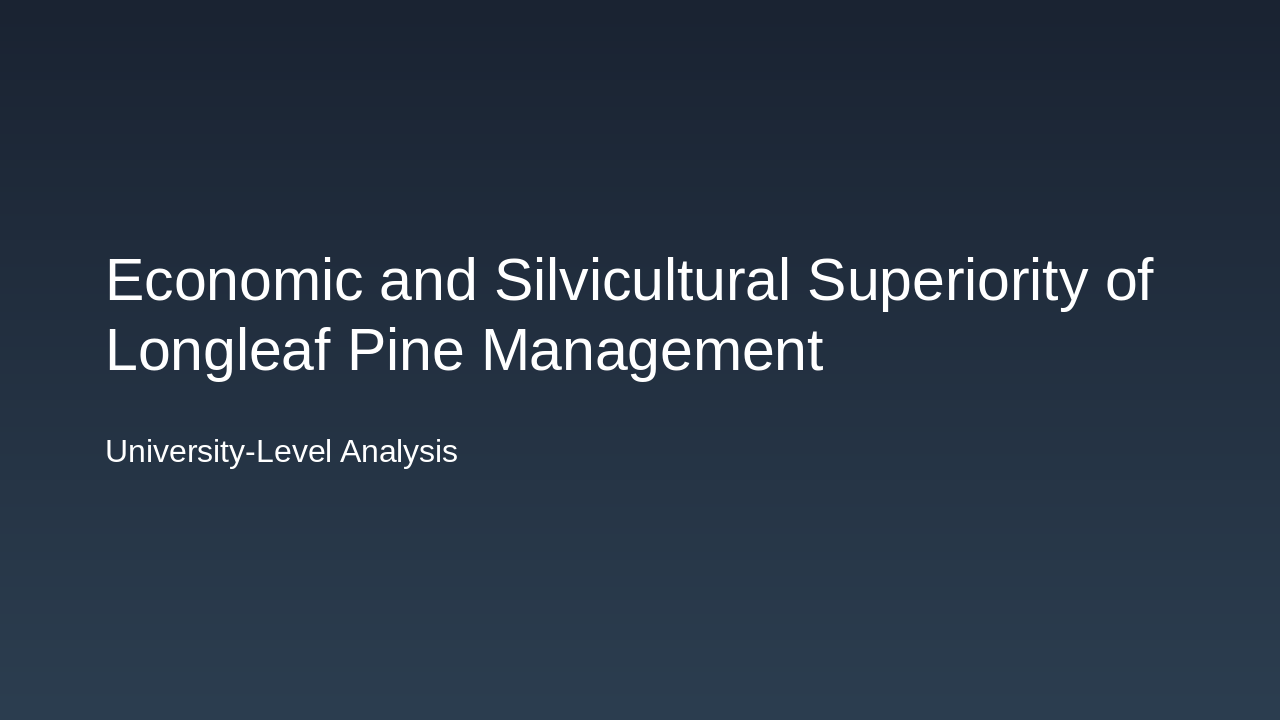 Longleaf Pine: Economic & Silvicultural Edge