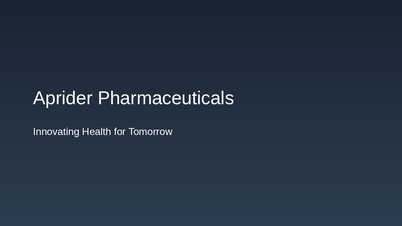 Aprider Pharma: Product Portfolio Overview