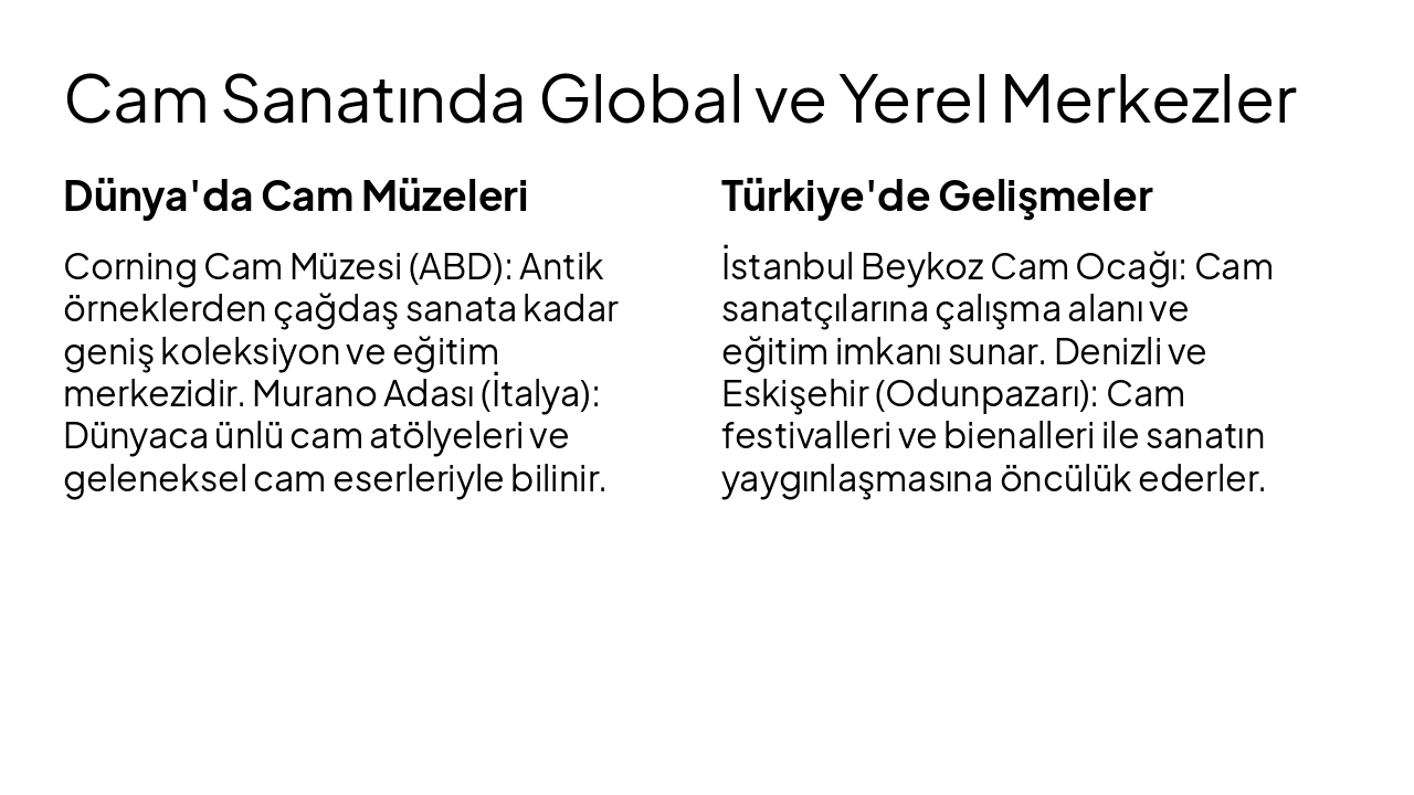 Slide 10 - Cam Sanatında Global ve Yerel Merkezler