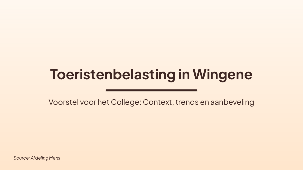 Slide 1 - Toeristenbelasting in Wingene