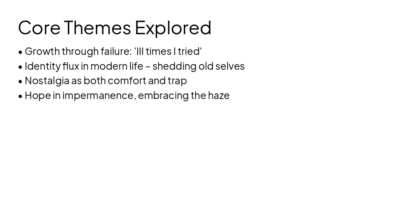 Slide 28 - Core Themes Explored