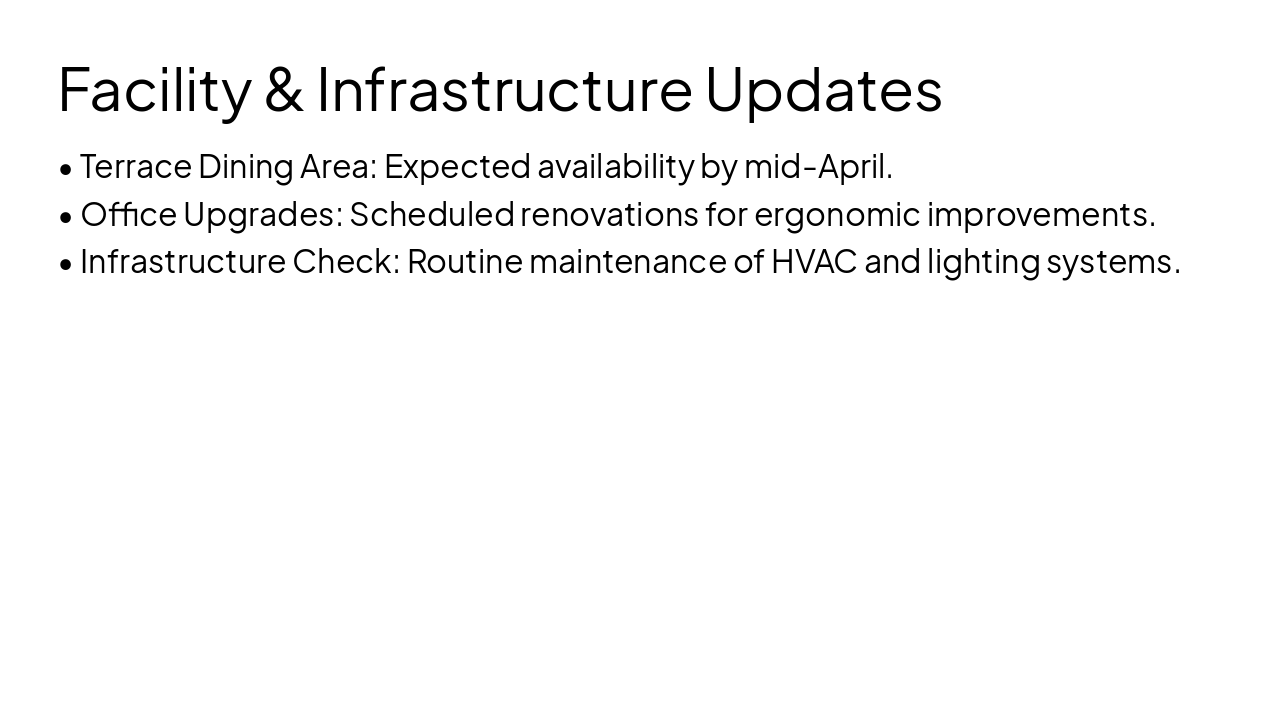 Slide 6 - Facility & Infrastructure Updates