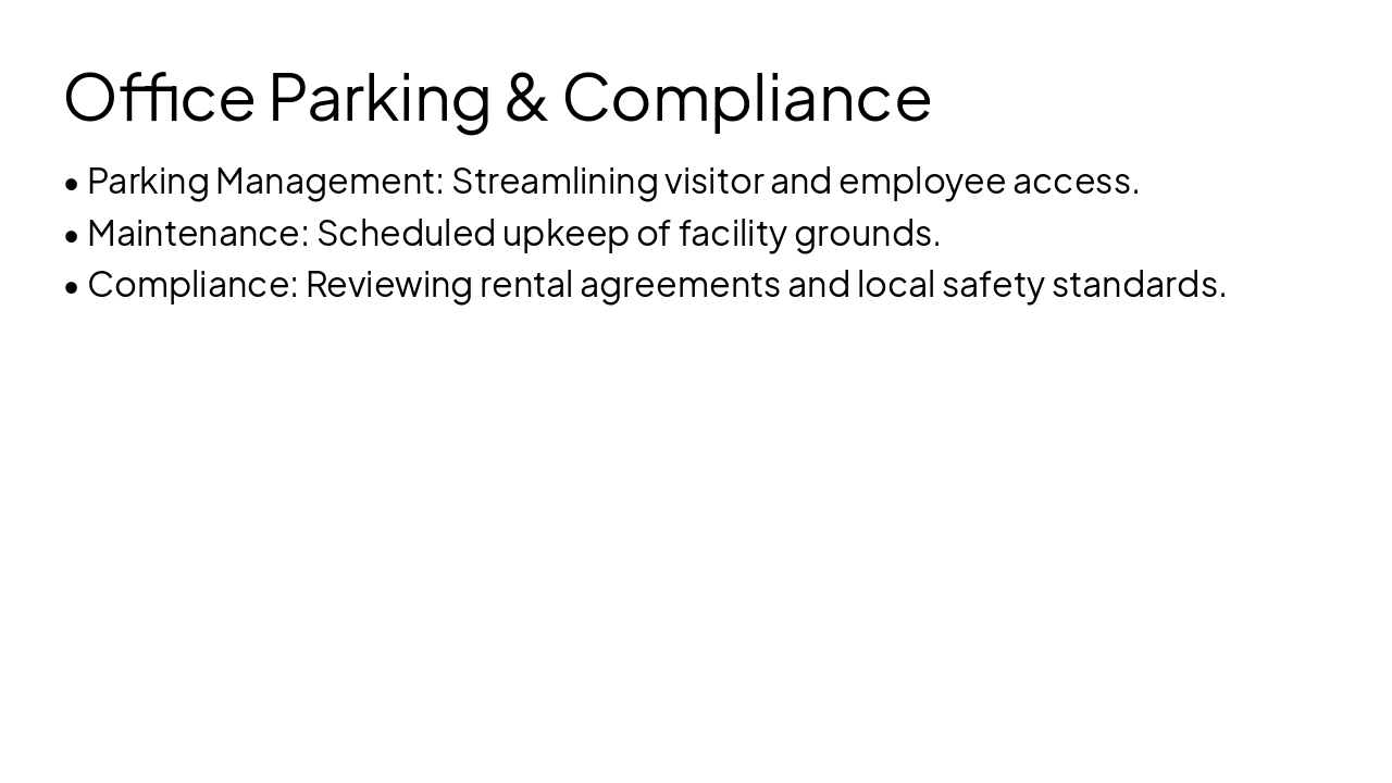 Slide 8 - Office Parking & Compliance