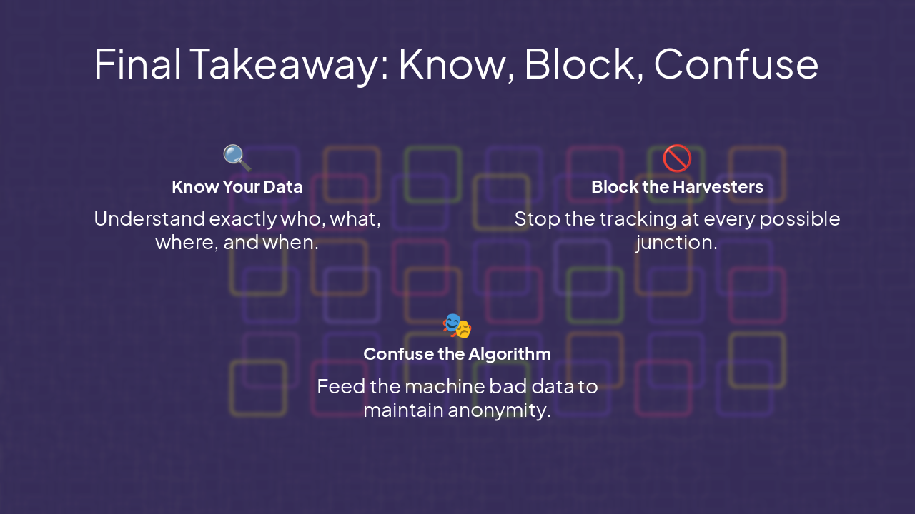 Slide 18 - Final Takeaway: Know, Block, Confuse