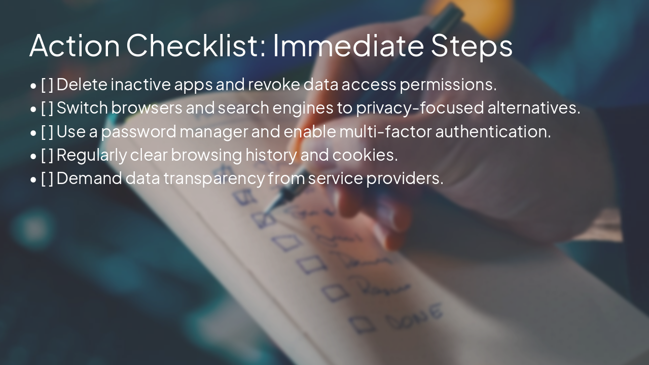 Slide 16 - Action Checklist: Immediate Steps
