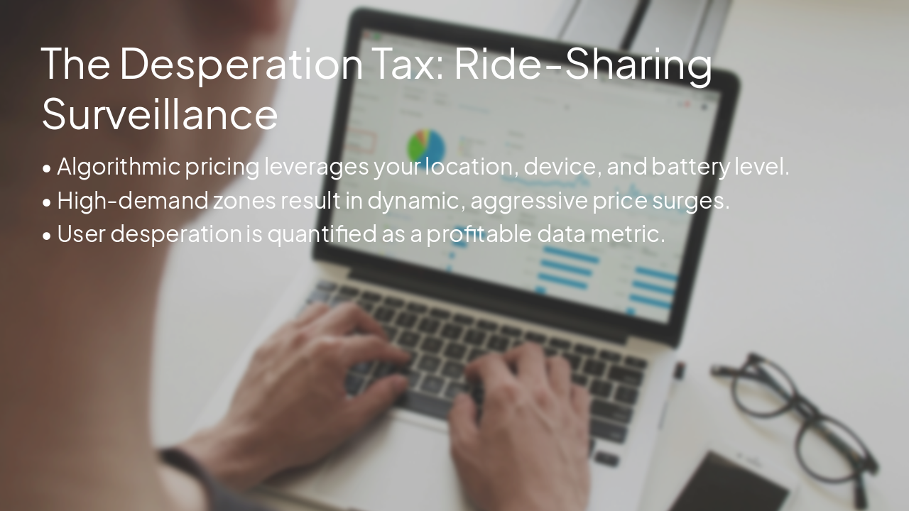 Slide 3 - The Desperation Tax: Ride-Sharing Surveillance