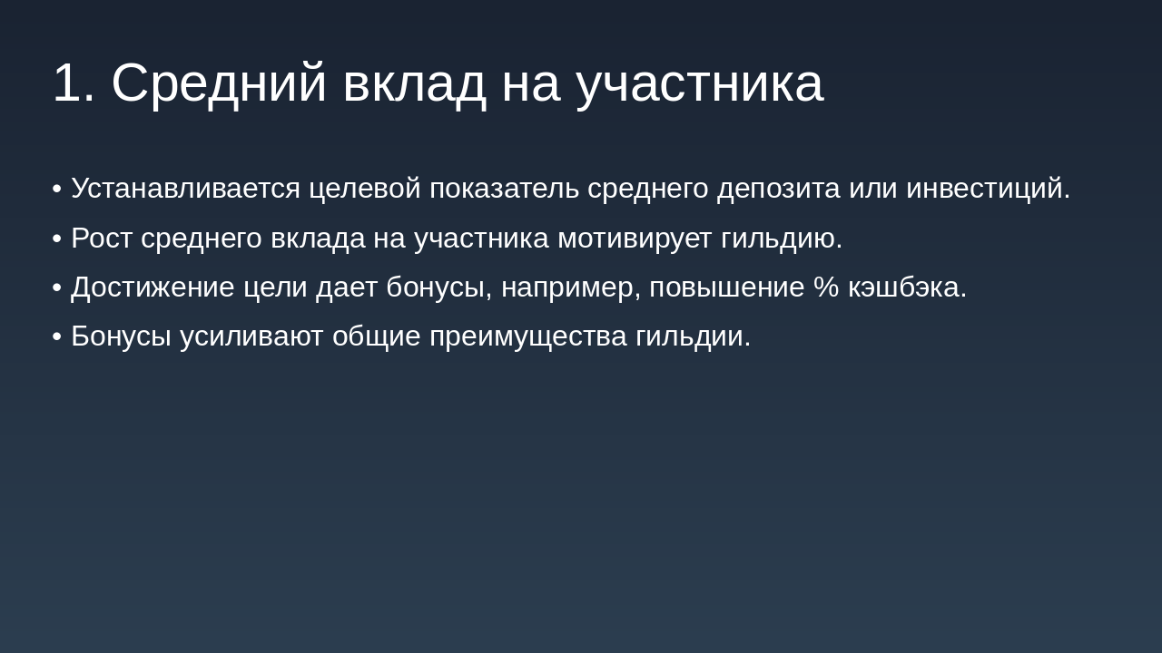 Slide 3 - 1. Средний вклад на участника