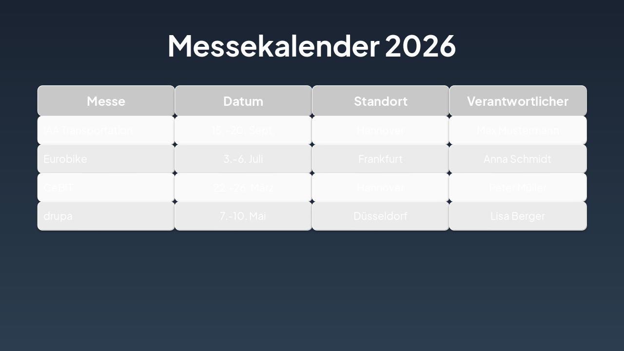 Slide 6 - Messekalender 2026