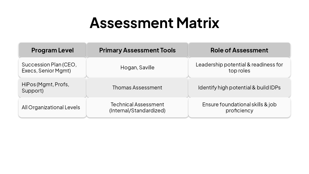 Slide 6 - Assessment Matrix