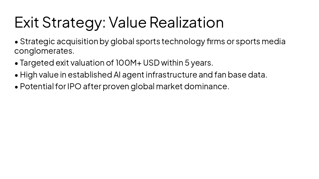 Slide 16 - Exit Strategy: Value Realization