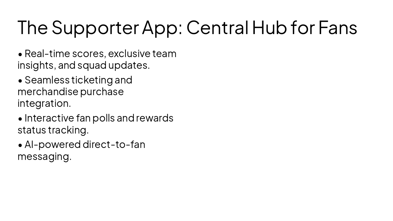 Slide 7 - The Supporter App: Central Hub for Fans