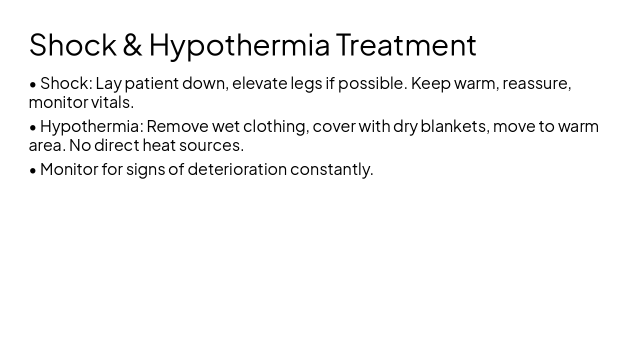 Slide 13 - Shock & Hypothermia Treatment