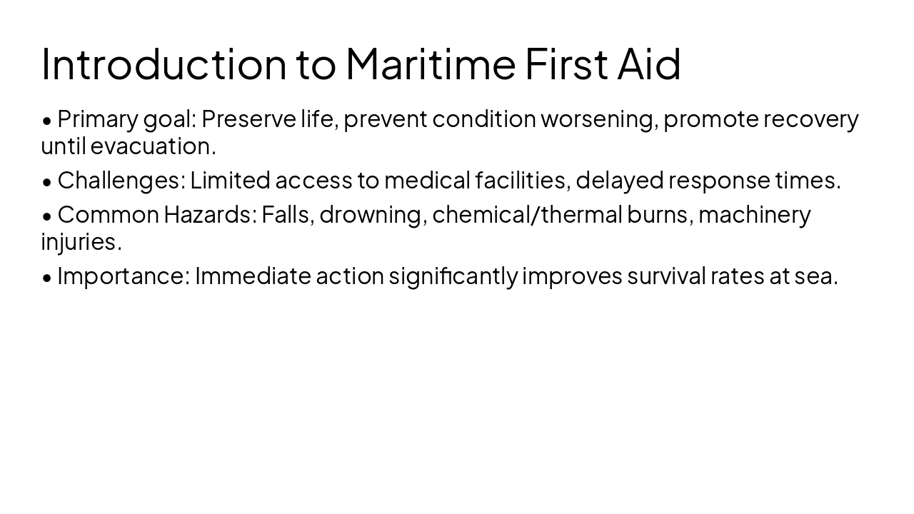 Slide 3 - Introduction to Maritime First Aid
