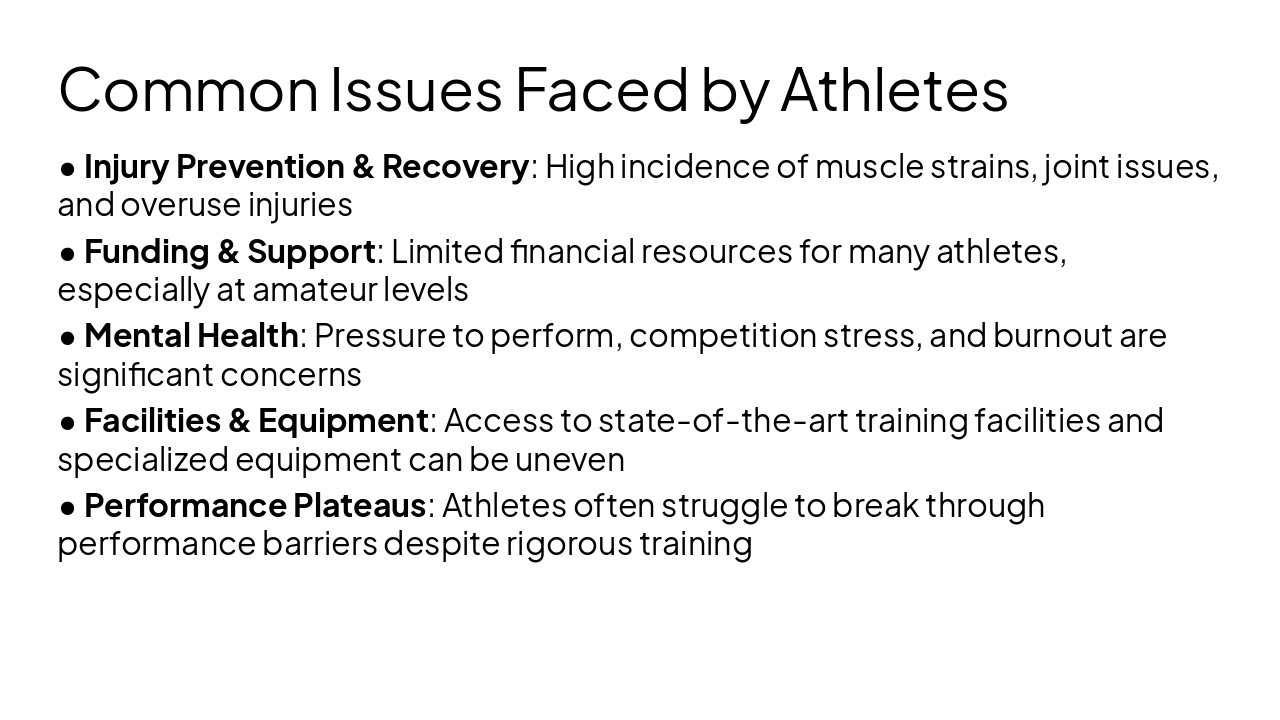 Slide 6 - Common Issues Faced by Athletes