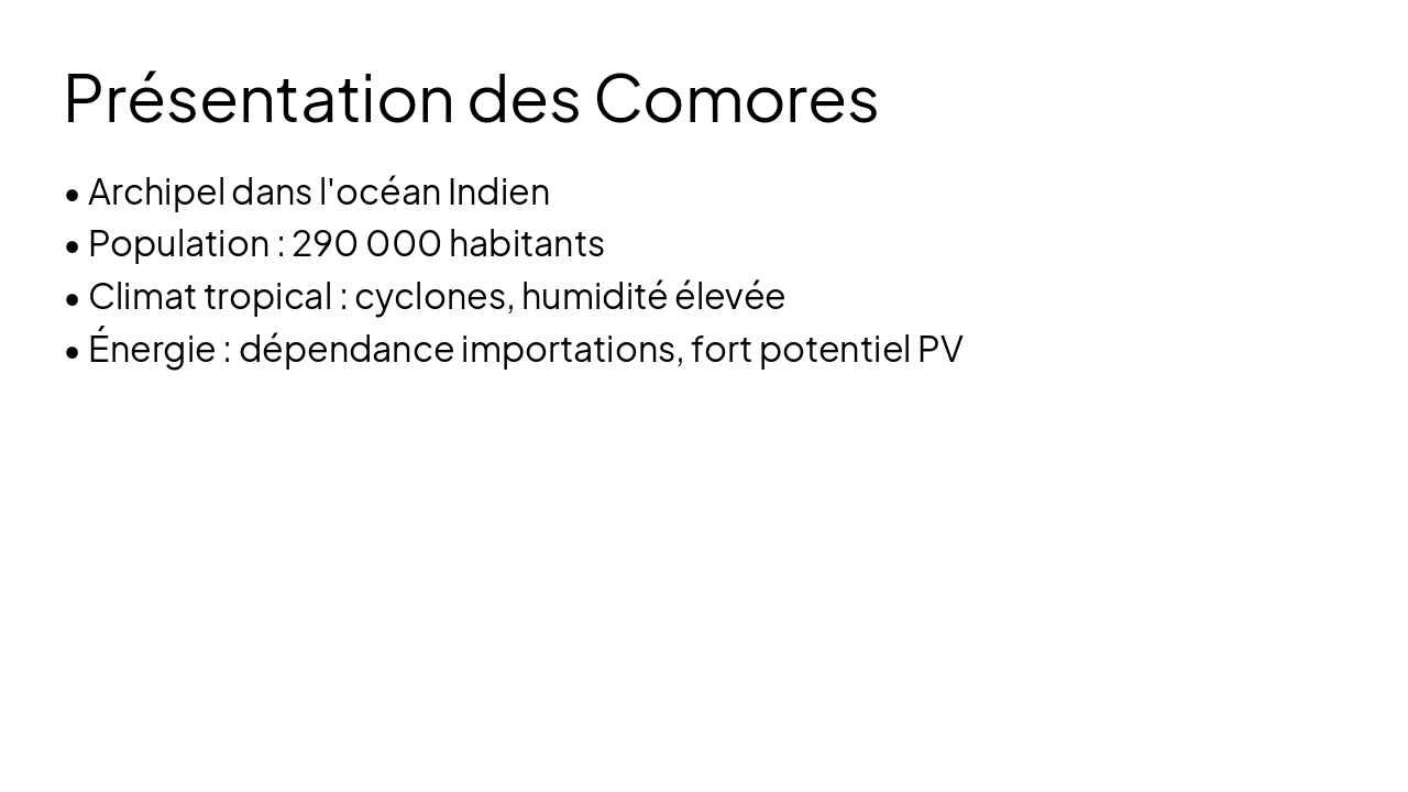 Slide 3 - Présentation des Comores
