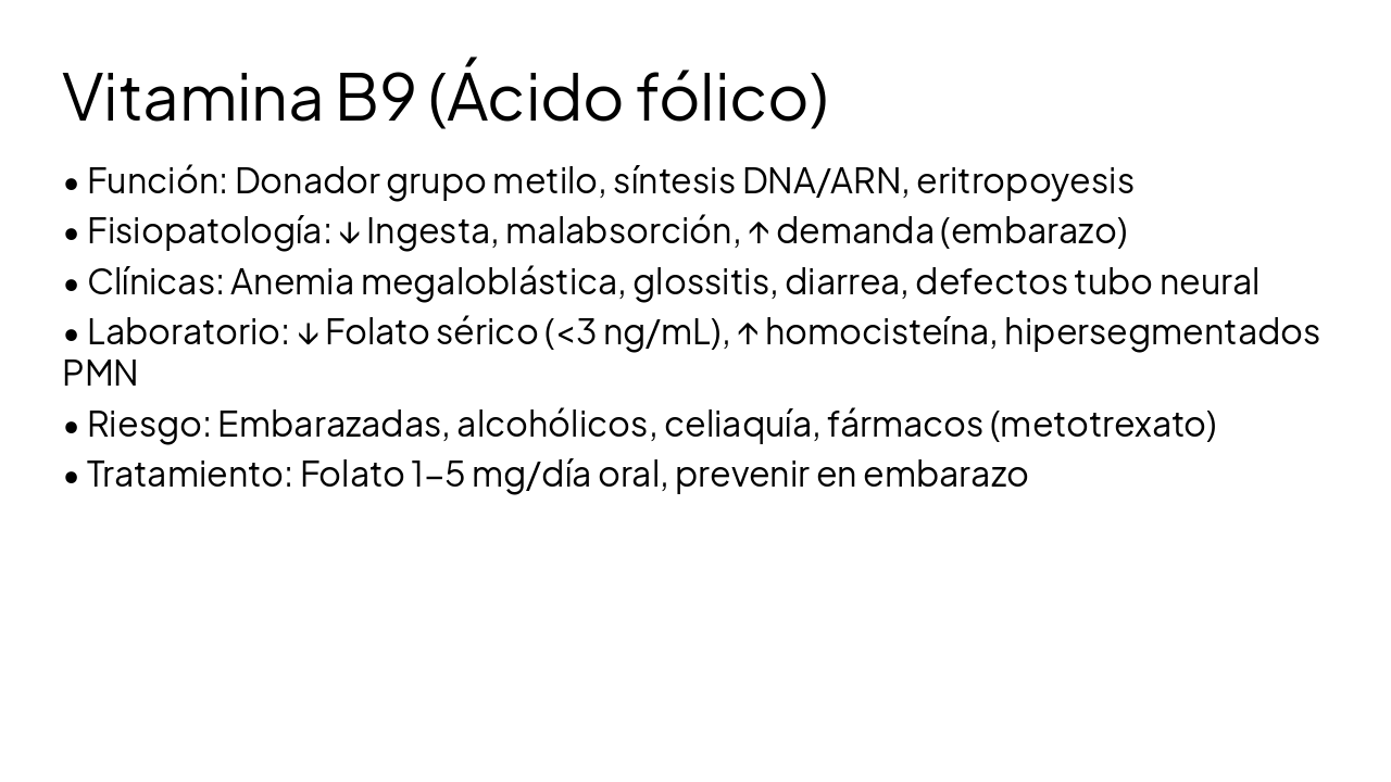 Slide 17 - Vitamina B9 (Ácido fólico)