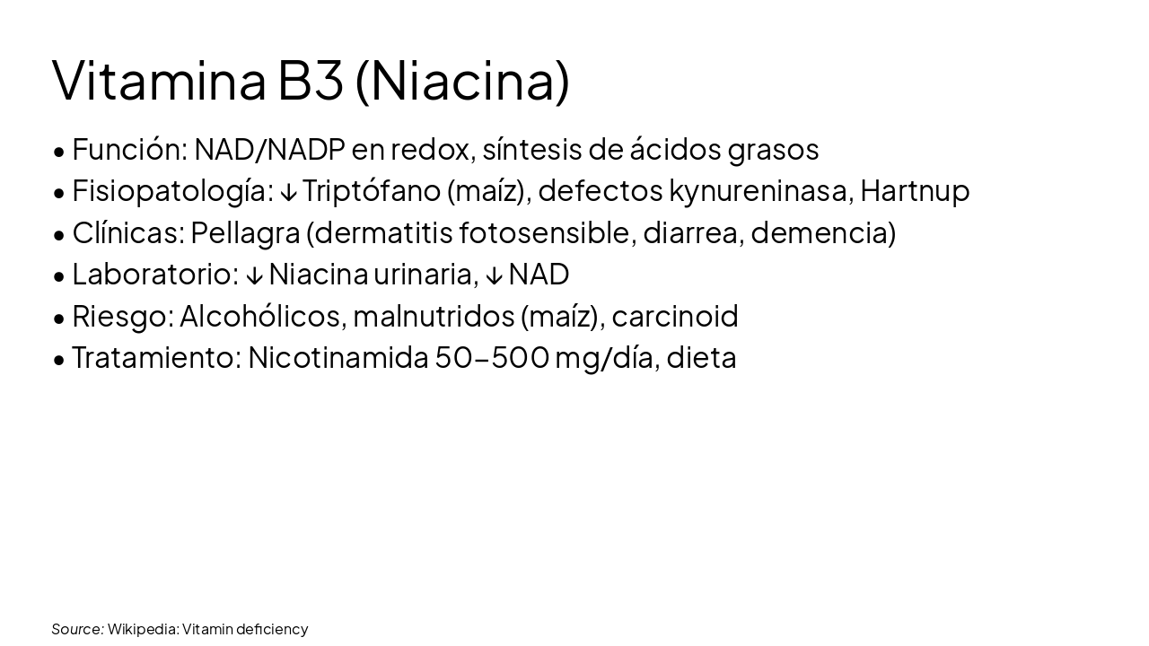 Slide 16 - Vitamina B3 (Niacina)
