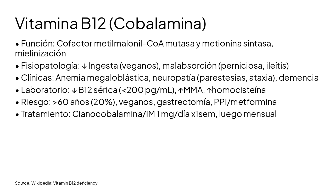 Slide 18 - Vitamina B12 (Cobalamina)