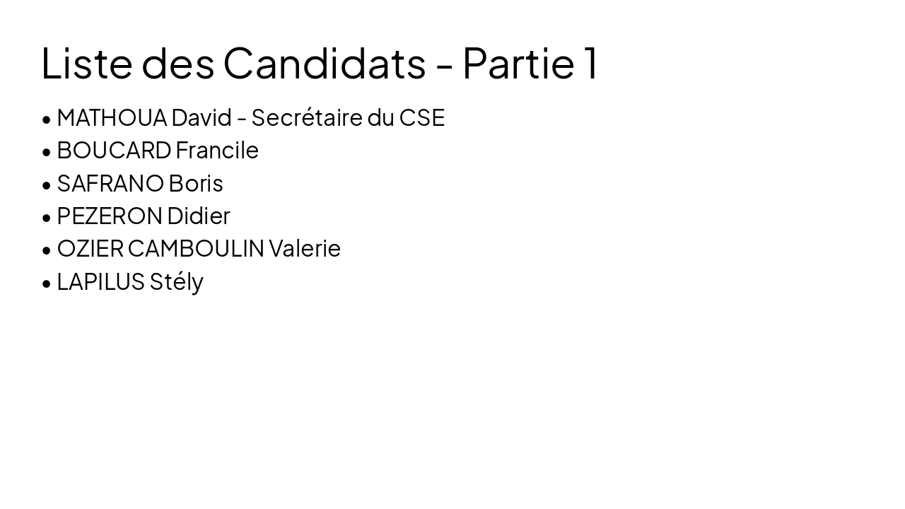 Slide 2 - Liste des Candidats - Partie 1